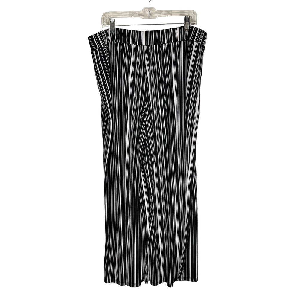 EST. 1946 Womens XL Black White Vertical Stripe Wide Leg Elastic Waist Pants - Picture 3 of 6